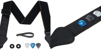 tifanso Guitar Strap: Soft Cotton, 3 Picks, Locks, & Headstock Adaptor