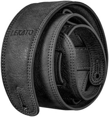 LEKATO 2.5" Wide Padded Leather Bass Guitar Strap (41"-51")