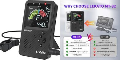 LEKATO Rechargeable 3-in-1 Digital Metronome & Tuner for All Instruments
