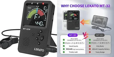 LEKATO Rechargeable 3-in-1 Digital Metronome & Tuner for All Instruments