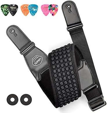 Lekato Padded Guitar Strap: Adjustable, with Picks & Locks