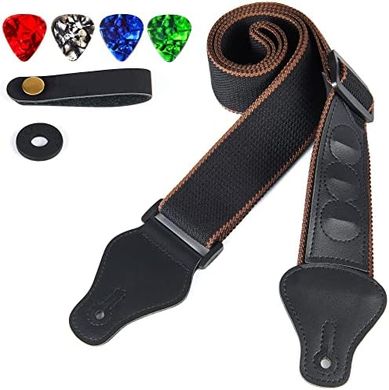 WOGOD Guitar Strap: Acoustic, Electric, & Bass, with Pick Holder
