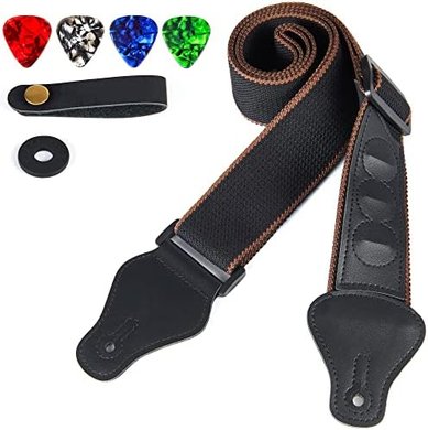 WOGOD Guitar Strap: Acoustic, Electric, & Bass, with Pick Holder