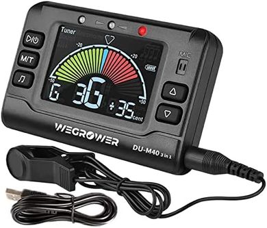 3-in-1 Rechargeable Digital Tuner & Metronome for All Instruments
