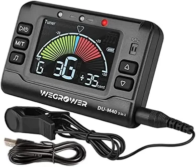3-in-1 Rechargeable Digital Tuner & Metronome for All Instruments