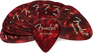 Fender Premium Celluloid Guitar Picks (351 Shape, Red Moto, Medium, 12-pack)