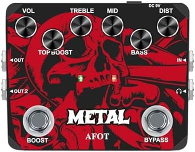 Heavy Metal Distortion Guitar Pedal with 80s/90s Tone & Headphone Output
