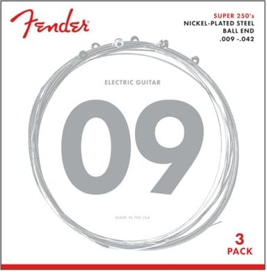 Fender Super 250 Nickel Plated Steel Guitar Strings (.009-.042, 3-pack)