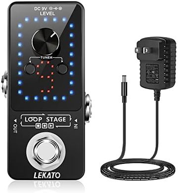 LEKATO 9-Loop Guitar Looper Pedal with Tuner & 40-Minute Recording
