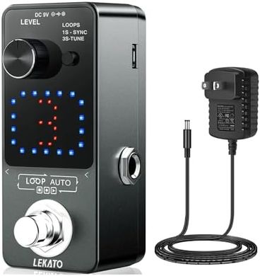 LEKATO 3-Loop Guitar Looper Pedal with Tuner & 18-Minute Recording
