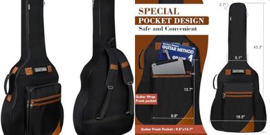 NAGAN Acoustic Guitar Gig Bag: Extra-thick padded, adjustable straps, water-resistant.
