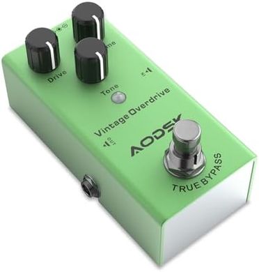 AODSK Electric Guitar Effect Pedal, Vintage Overdrive, Tone, Drive, Volume Adjustable, True Bypass, 9V DC