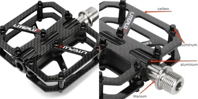 Lightweight Titanium Axle Carbon Fiber Bike Pedals (9/16")