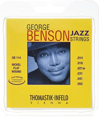 Thomastik-Infeld GB114 Jazz Guitar Strings: George Benson Pure Nickel Flatwound Set
