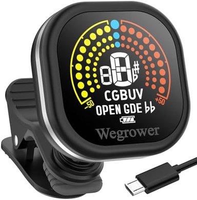Color LCD Clip-on Tuner for Guitar, Ukulele, Violin & Chromatic Instruments