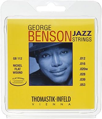 Thomastik-Infeld GB112 Jazz Guitar Strings: George Benson Pure Nickel Flatwound Set
