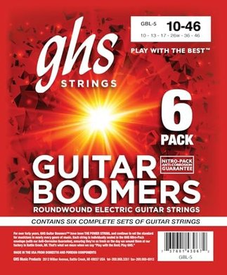 GHS Boomers Nickel Electric Guitar Strings (Light, 6-pack)
