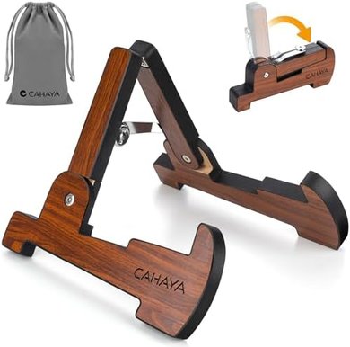 CAHAYA Portable Wooden A-Frame Guitar Stand (Universal, Foldable)
