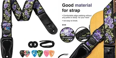 LEKATO Artistic Woven Guitar/Bass Strap with Leather Ends
