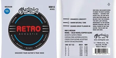 Martin Retro Acoustic Guitar Strings (Medium Gauge, Monel)