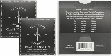 Augustine Classic Black Nylon Guitar Strings (Low Tension, 2 Sets)