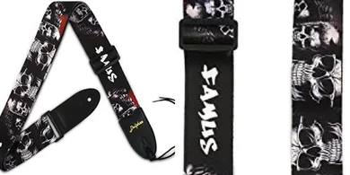 Black Skull Guitar Strap: Polyester, for Bass, Electric & Acoustic