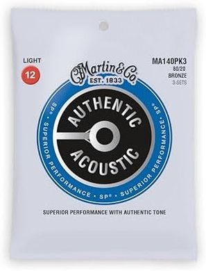 Martin Authentic Acoustic Guitar Strings: Light Gauge 80/20 Bronze (3-pack)
