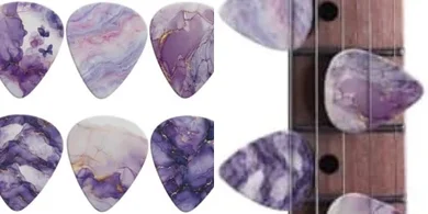 Jeiento Purple Marble Guitar Picks: 6-pack heavy picks for all guitars.