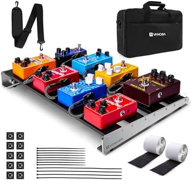 Vangoa Pedalboard: Sturdy Aluminum Case for 6-8 Pedals (18.1"x11.8")