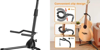 Folding Tripod Guitar Stand for Acoustic, Electric, & Bass Guitars