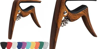 Walnut Ukulele Capo (Soprano, Concert, Tenor, Baritone) with Picks

