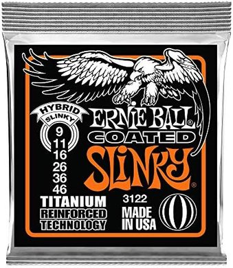 Ernie Ball Hybrid Slinky Coated Titanium Guitar Strings (9-46)