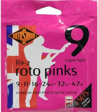 Rotosound Roto Pink Double Decker Electric Guitar Strings (2-pack)