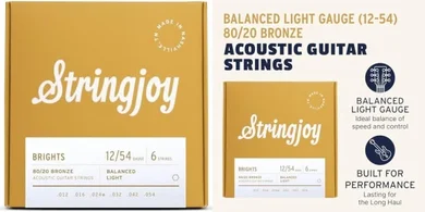 Stringjoy Brights Bronze Acoustic Guitar Strings (Light, 12-54)
