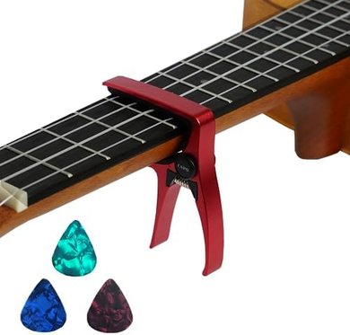 Mini Professional Red Ukulele Capo (4-String Guitar/Mandolin)
