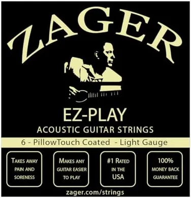 Zager Easy Play Acoustic Guitar Strings: 80/20 Bronze, Custom Light Gauge
