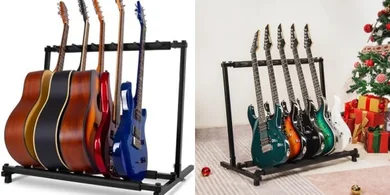 AODSK 5-Guitar Folding Stand: Portable, Black, for Studio/Home