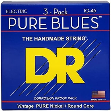 DR Pure Blues Nickel Electric Guitar Strings (Medium 10-46, 3-pack)