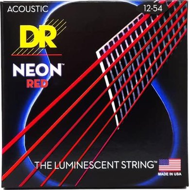 DR Hi-Def Neon Red Coated Medium Acoustic Guitar Strings (12-54)