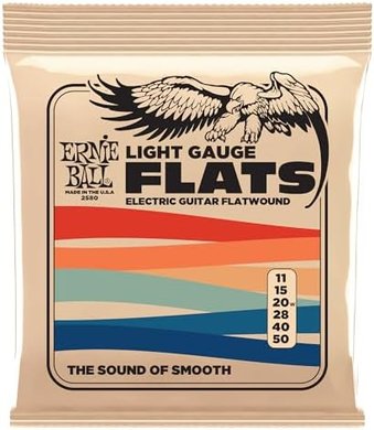 Light Stainless Steel Flatwound Guitar Strings (11-50)
